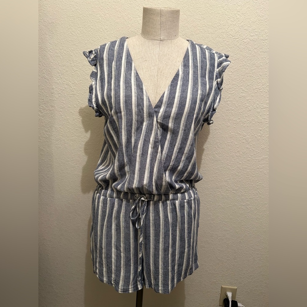 Cloth & Stone Anthropologie Navy and White Striped Romper